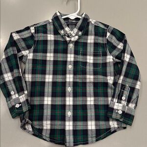 Janie and Jack Green and Blue Plaid Button Down Shirt, 2T